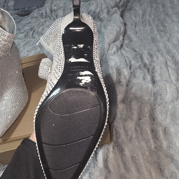 Nine West Glittering Silver Heeled Boots - Picture 2 of 5